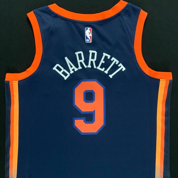 NWT Jordan RJ Barrett New York Knicks #9 Navy Statement Swingman Jersey 40 Men S - Picture 2 of 7